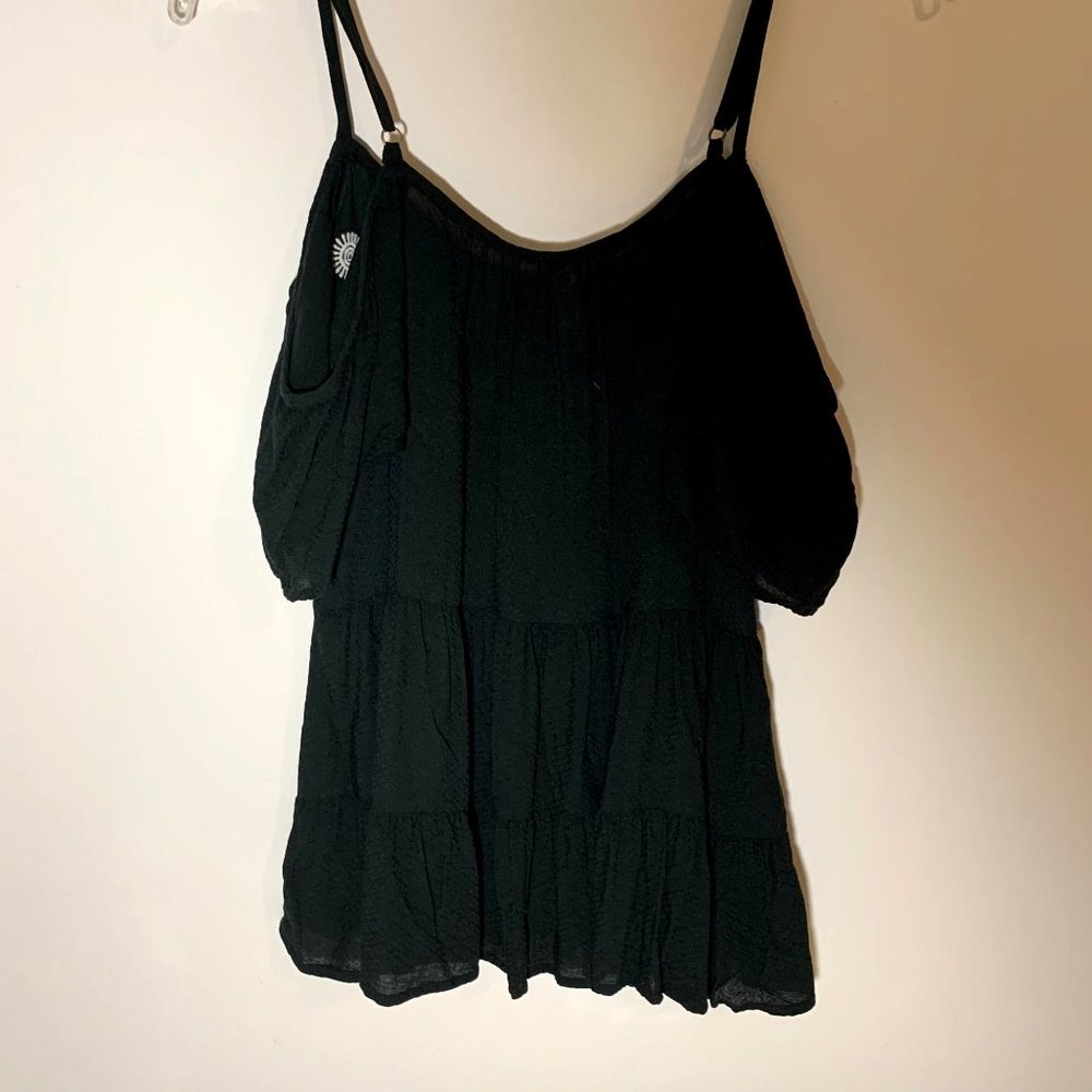 Xhilaration Embroidered Black Cold Should Top Size S - Picture 10 of 12